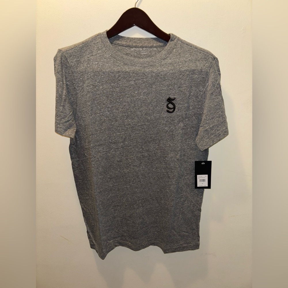 NWT Women’s Spiritual Gangster Classic Monogram Tee Heather Gray Athleisure